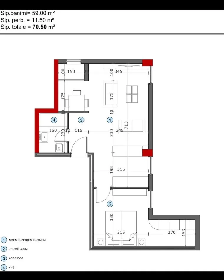 Tirane, shitet apartament 1+1 Kati 2, 70 m² 95.000 € (Rruga Zhegu)