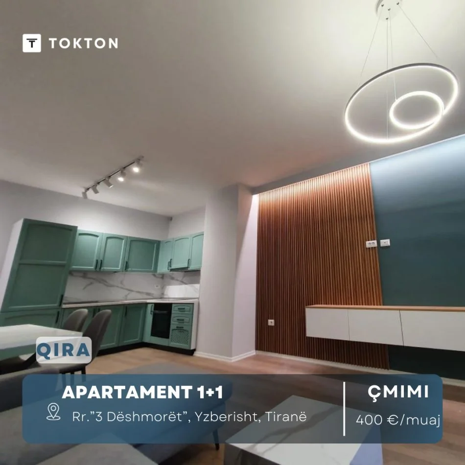 Tirane, jepet me qera apartament 1+1+Ballkon Kati 7, 68 m² 400 € (Rr."3 Deshmoret", Yzberisht)