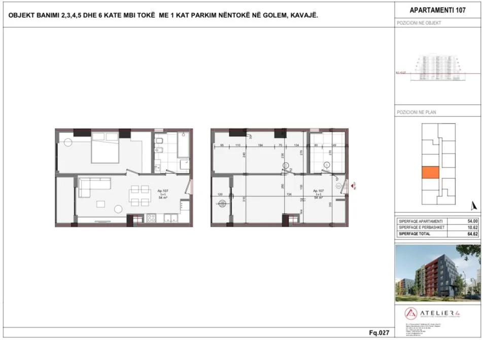 Durres, shitet apartament 1+1 Kati 2, 65 m² 64.620 € (Pishat e Buta,Golem)