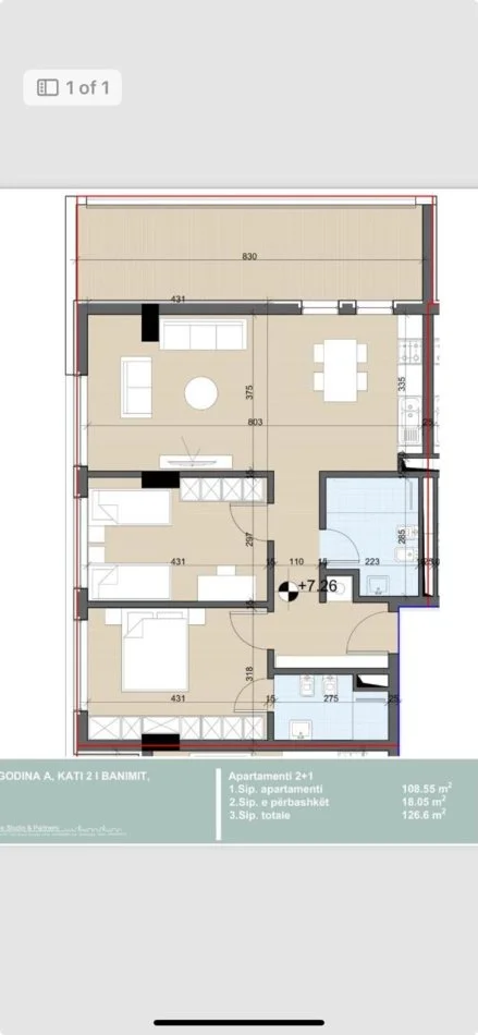Tirane, shitet apartament 2+1 Kati 2, 126 m² 108.900 € (QTU OKAZION)