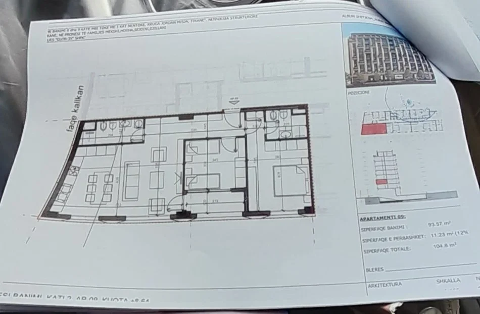 Tirane, Apartament 2+1 per shitje Kati 2, 104 m² 165.000 €