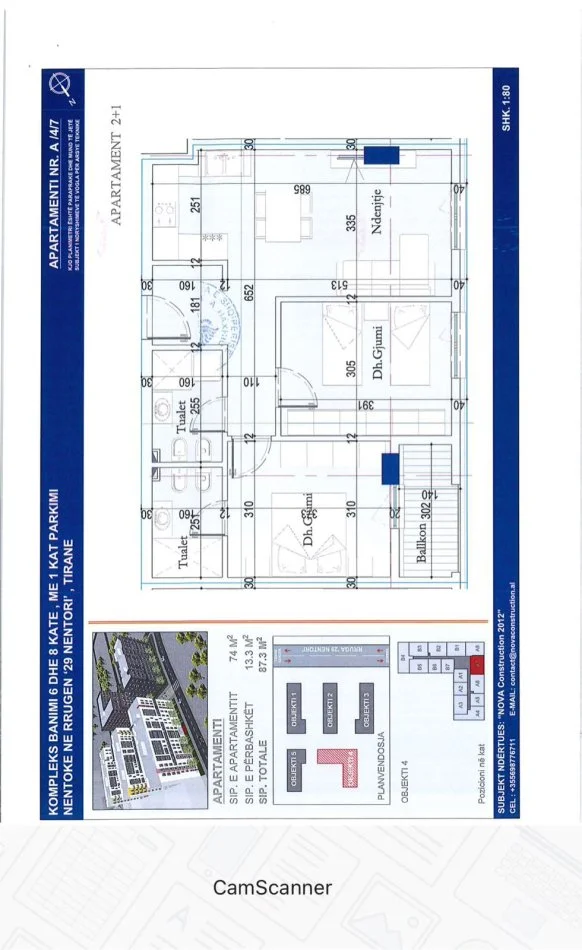 Tirane, shitet apartament 2+1 Kati 4, 87 m² 87.300 € (TIRANA ENTRY)