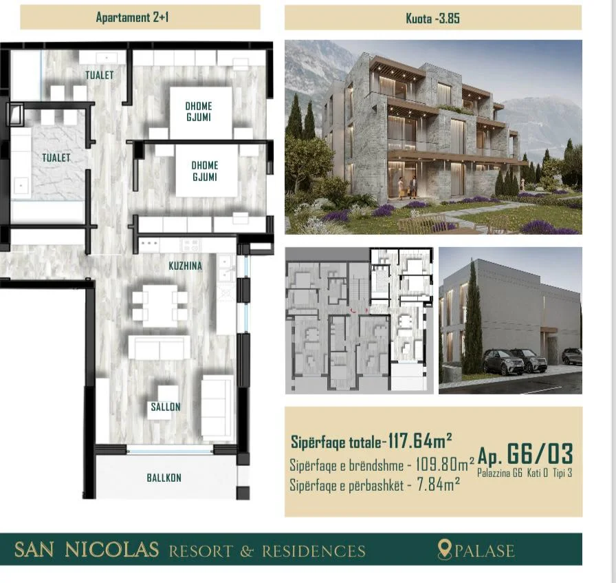 Dhermi - Palase, Apartament 2+1 per shitje ( San Nicolas)