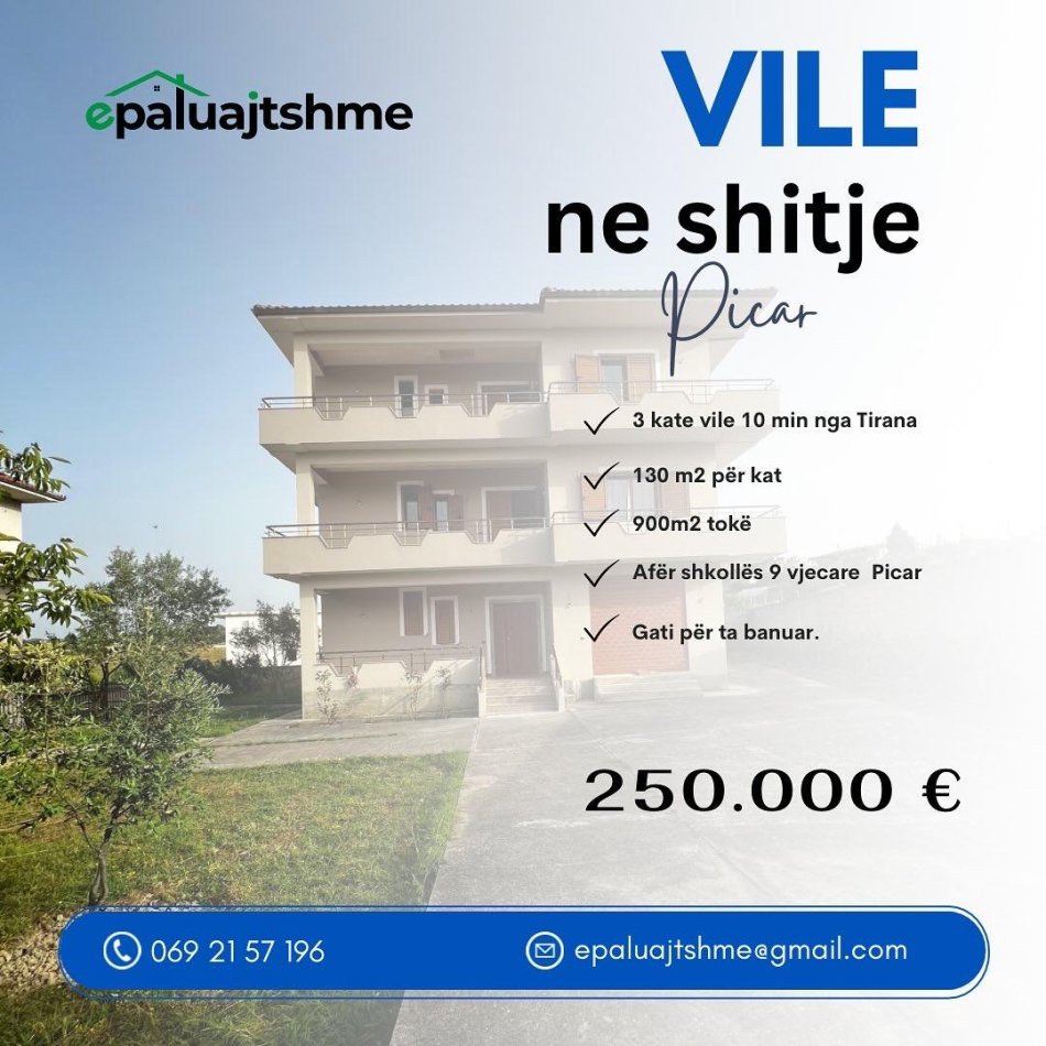 Tirane, shes Vile 3 Katshe Kati 3, 360 m² 250.000 € (rruga picar vore)