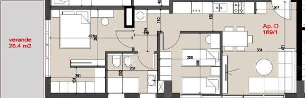 Tirane, shitet apartament 2+1+Ballkon Kati 7, 105 m² 92.000 € (Univers City)