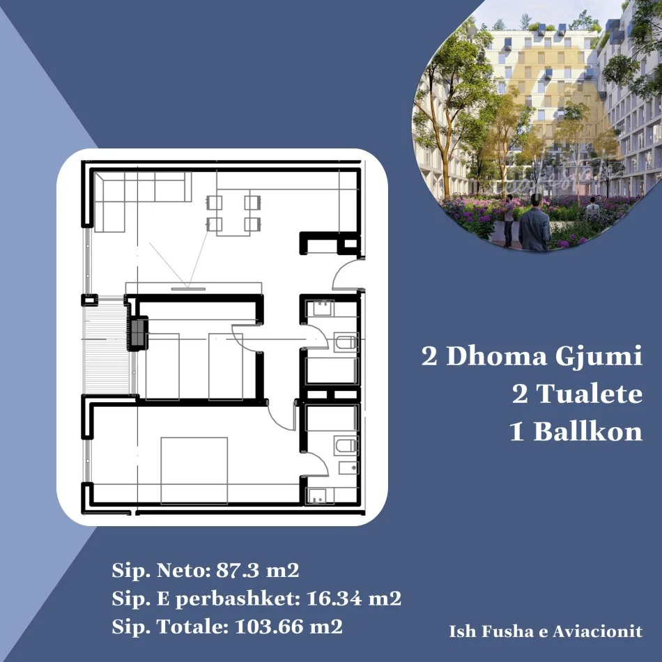 Tirane, shes apartament 2+1+Ballkon Kati 5, 145.000 € (ISH FUSHA E AVIACIONIT)