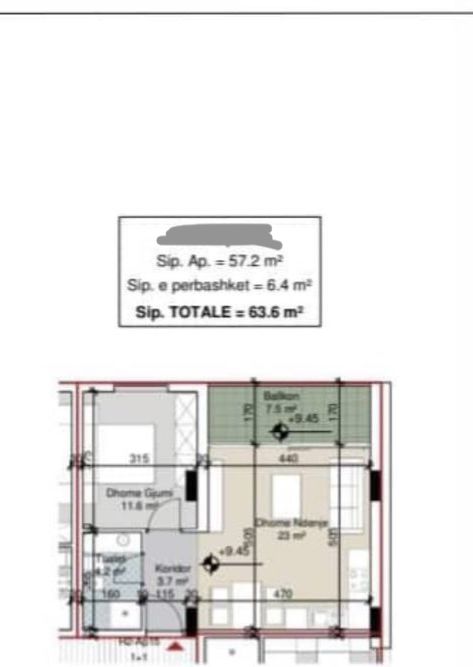 Durres, shitet apartament 1+1+Ballkon Kati 2, 64 m² 145.000 € (Durres)