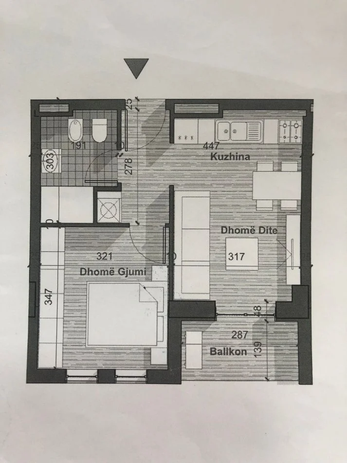 Tirane, shitet apartament 1+1+Ballkon Kati 4, 54 m² 59.000 € (Gryka e Kacanikut)