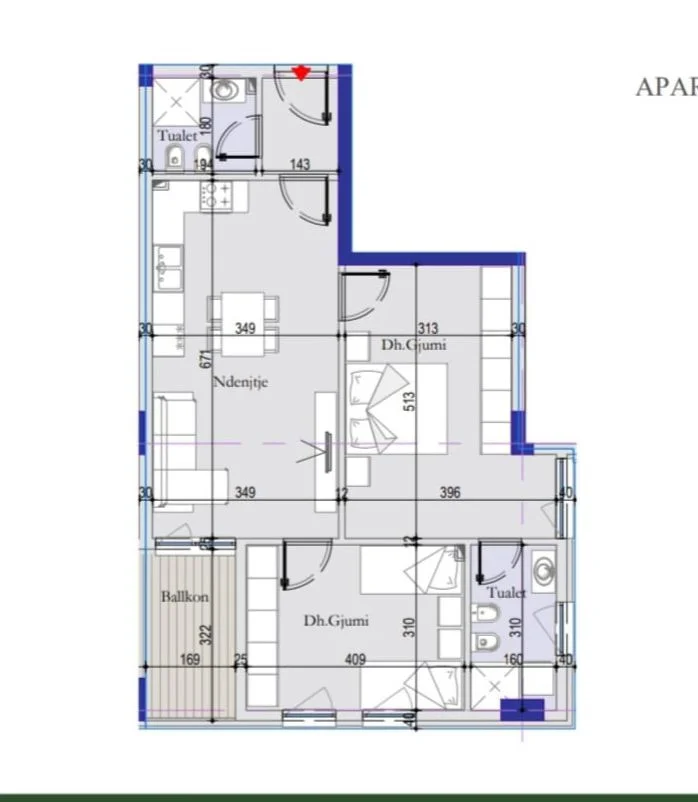 Tirane, shitet apartament 2+1 Kati 3, 96 m² 111.000 € (DOGANA TIRANA ENTRY 2)
