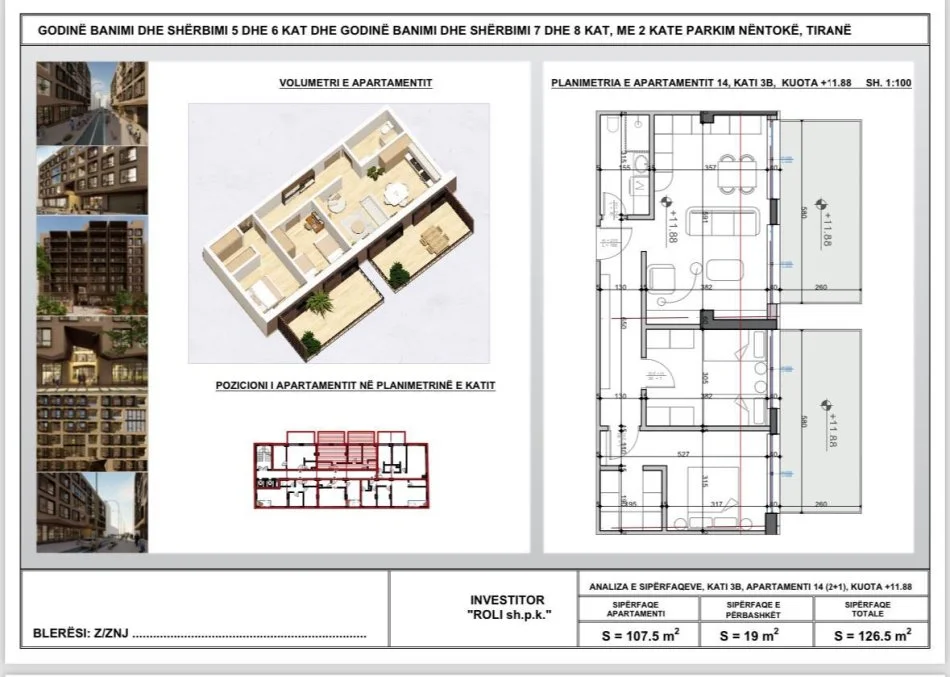 Tirane, shitet apartament 2+1 Kati 4, 127 m² 202.400 € (Siri Kodra)
