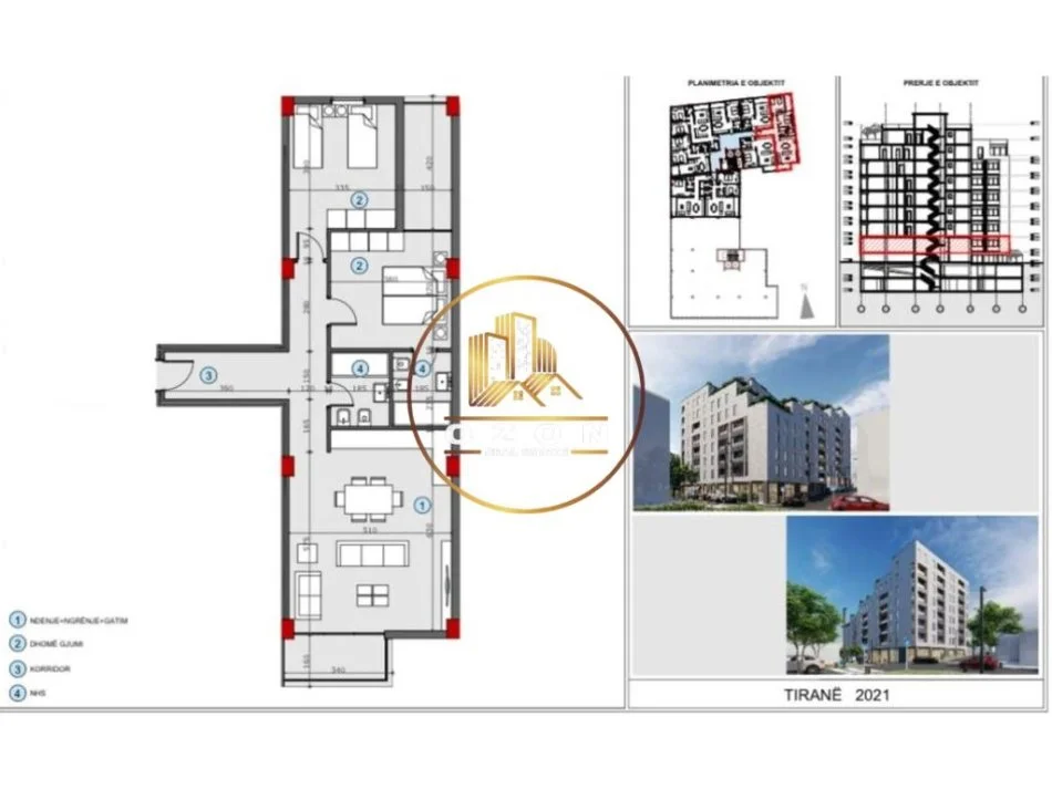 Tirane, shitet apartament 2+1 Kati 1, 121 m² 175,943 € (Rruga Zhegu)