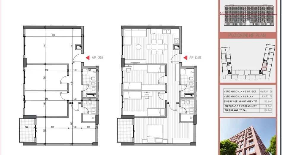 Tirane, shitet apartament 3+1 Kati 5, 121 m² 163.200 € (5 MAJI)