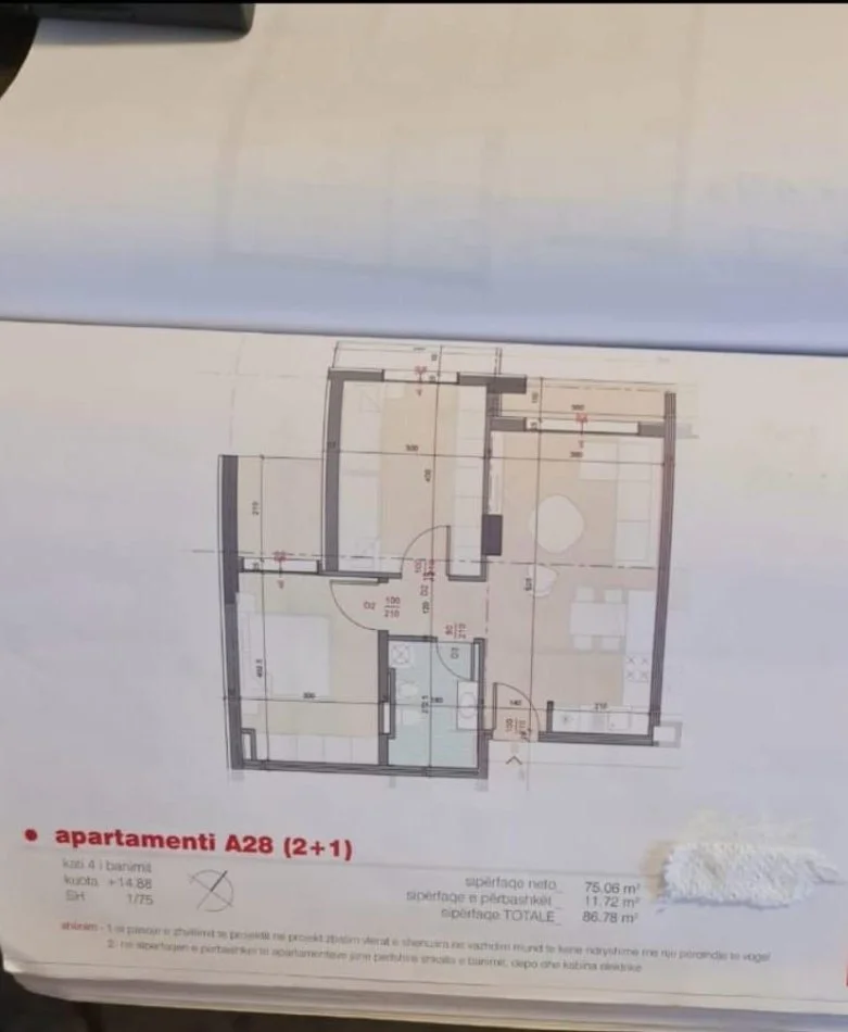 Tirane, shitet apartament 2+1 Kati 4, 87 m² 98.000 € (ish fusha aviacionit)