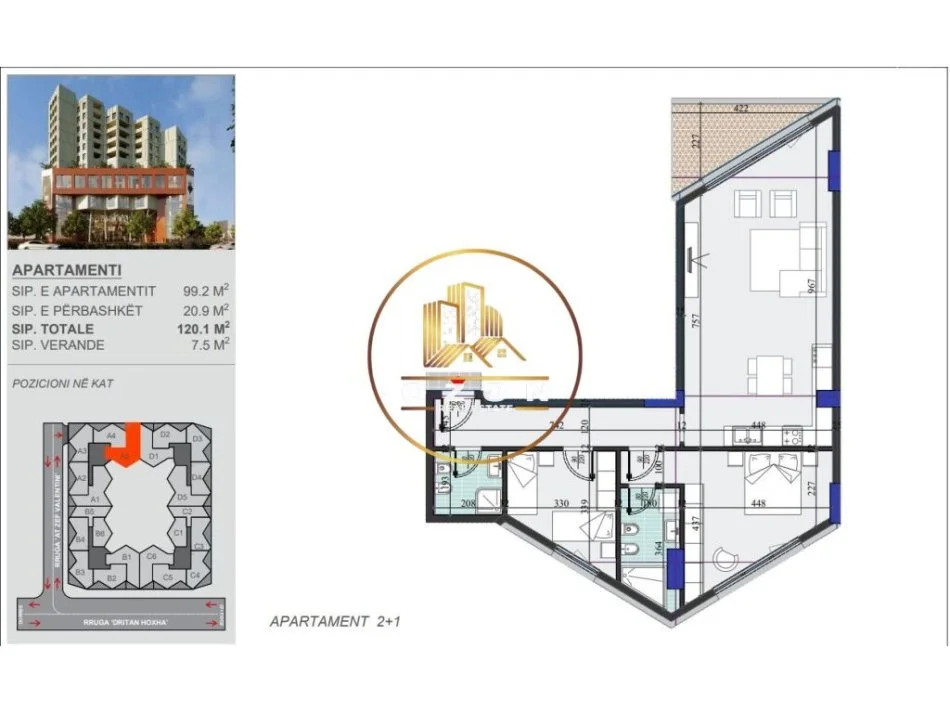 Apartament 2+1+2 në Shitje tek Colonnade, Laprakë !