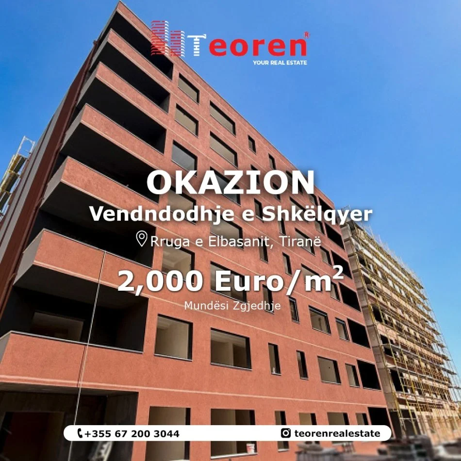 Tirane, shiten apartamente 2+1+Ballkon Kati 7, 123 m² & 133  m² me 2000 €  m² (Rruga Elbasanit)