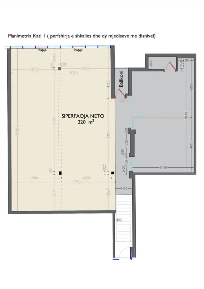 Tirane, shes ambjent biznesi Kati 1, 220 m² (Rruga e Dibres)