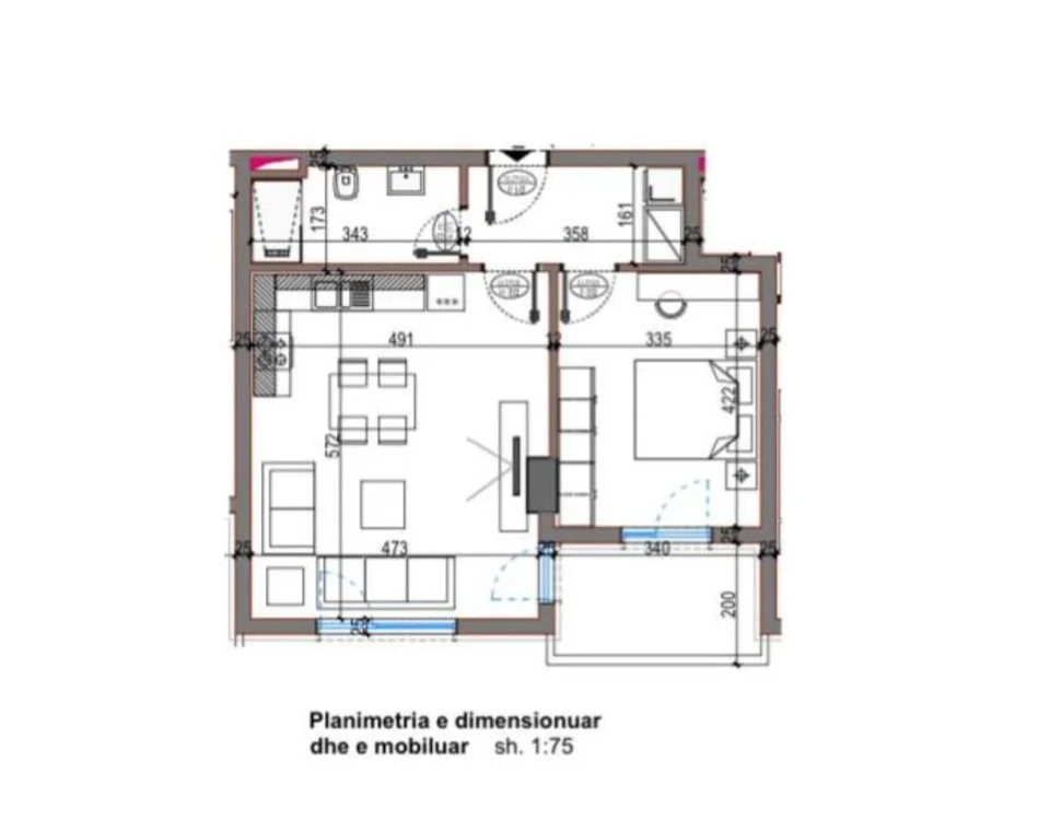 Tirane, shitet apartament 1+1 Kati 4, 75 m² 59.600 € (Bulevardi Nene Tereza)