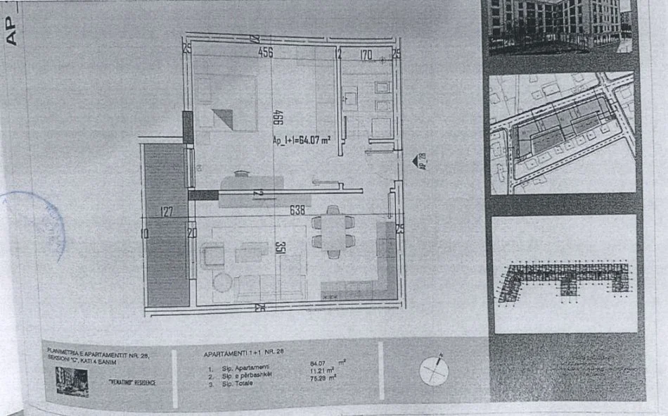 Tirane, shitet apartament 1+1 Kati 4, 76 m² 52.696 € (kamez)