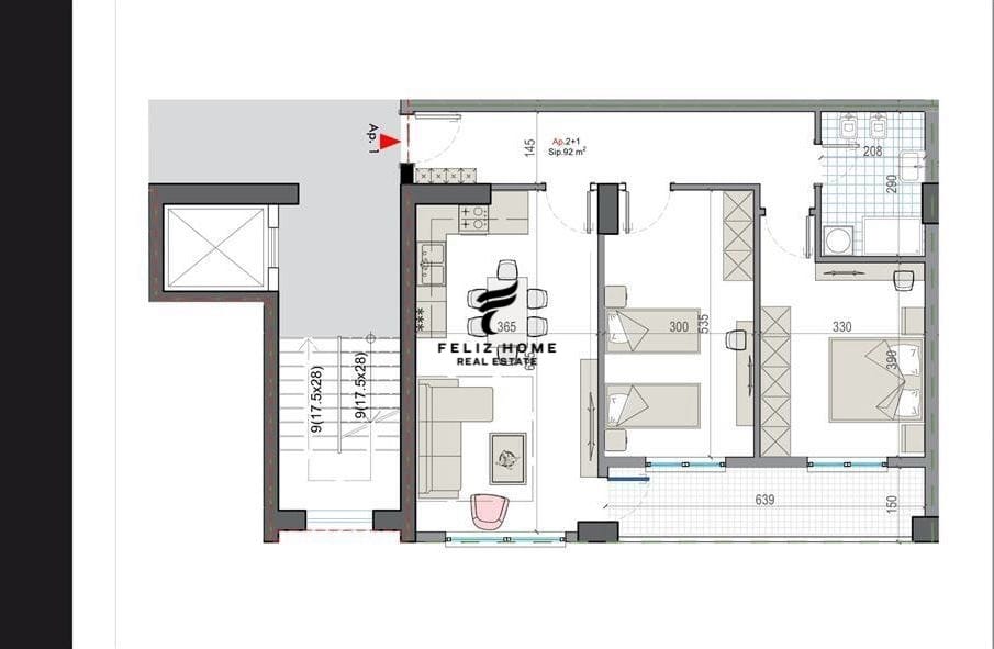 Tirane, shitet apartament 2+1+Ballkon Kati 3, 104 m² 93.200 € (KAME)