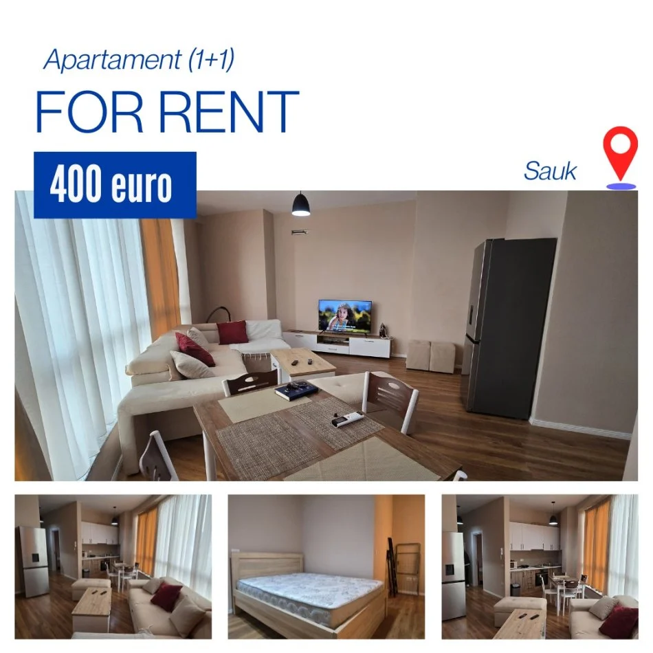 Tirane, jepet me qera apartament 1+1 , 60 m² 400 € (sauk i vjeter)