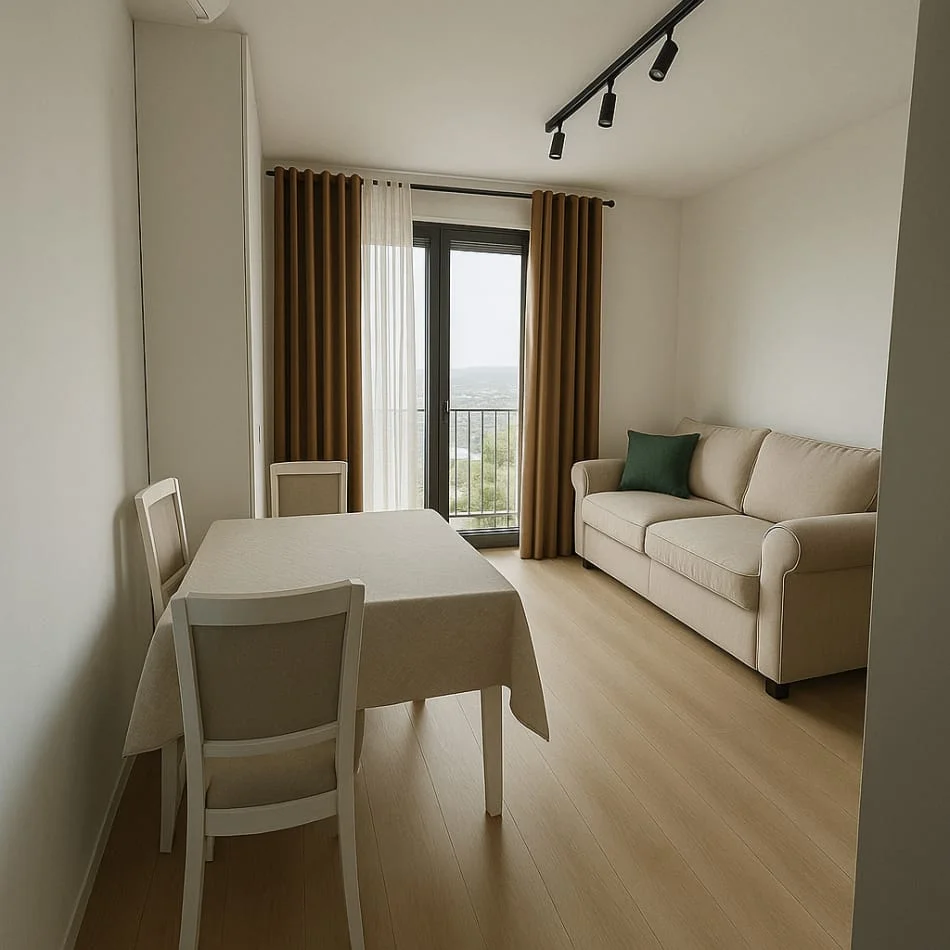 Tirane, jepet me qera apartament 1+1+Ballkon Kati 8, 53 m² 600 € (Don Bosko)