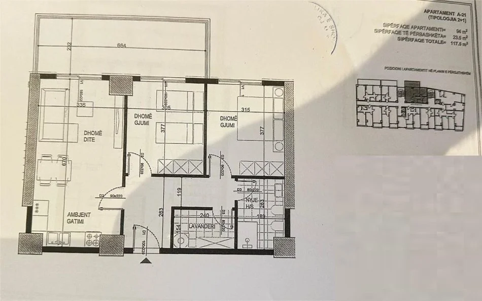 Tirane, shitet apartament 2+1+Ballkon Kati 3, 118 m² 182,125 € (Tek Fusha e Aviacionit - ID 41211970)