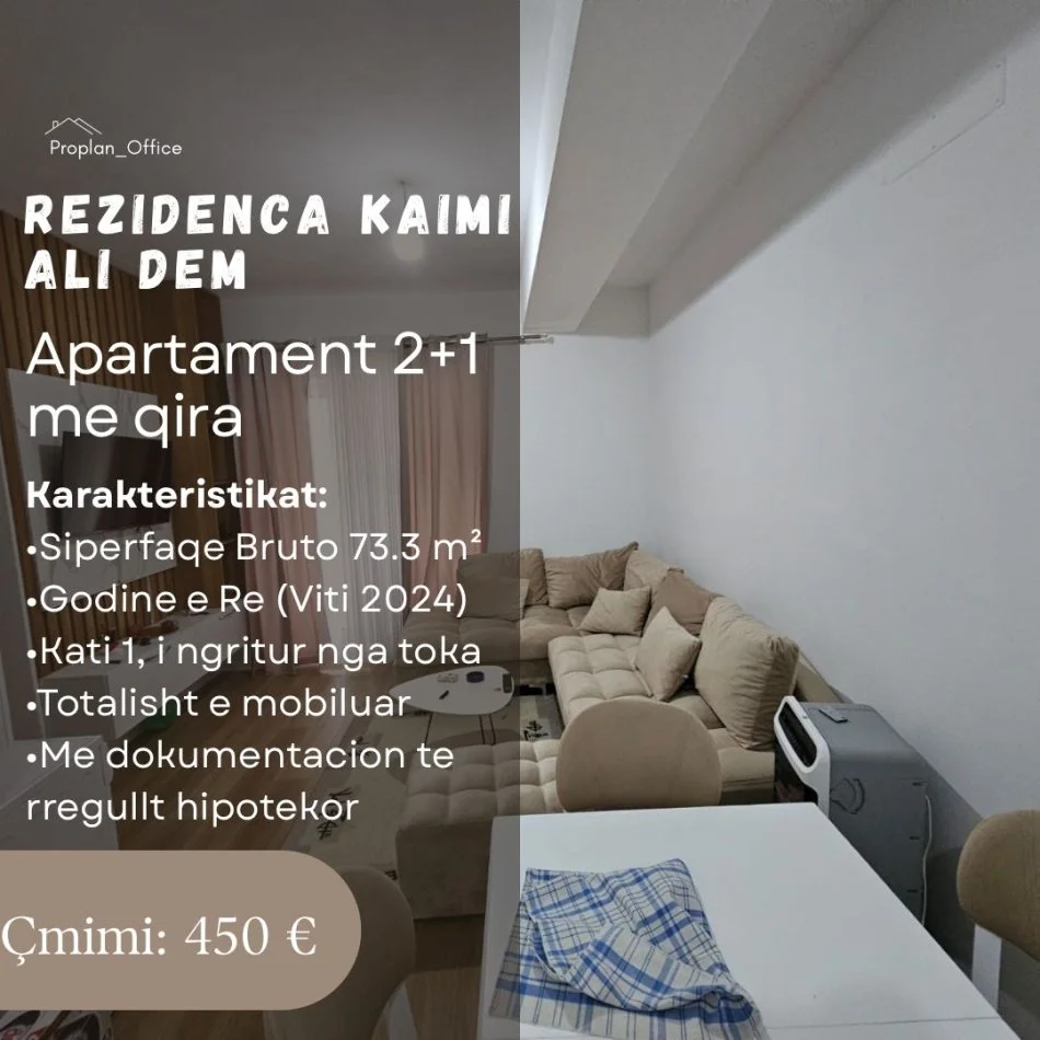 Tirane, jepet me qera 2+1 Kati 1, 74 m² 450 € (Rruga Pasho Hysa)