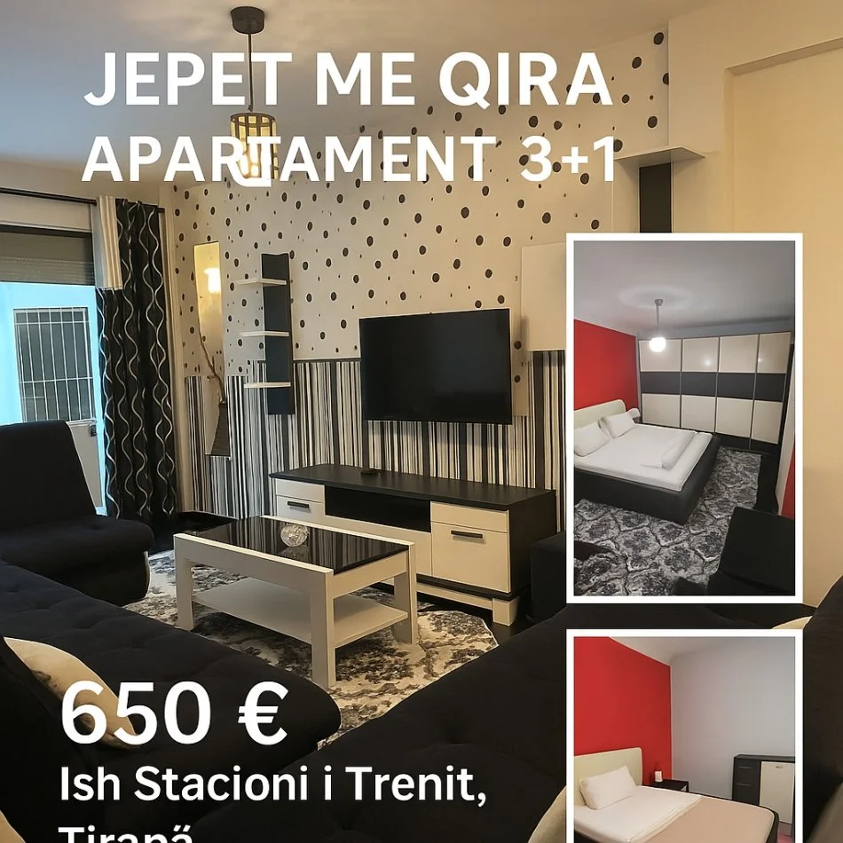 Tirane, jepet me qera apartament 3+1 Kati 2, 100 m² 650 € (Ish Stacioni Trenit)