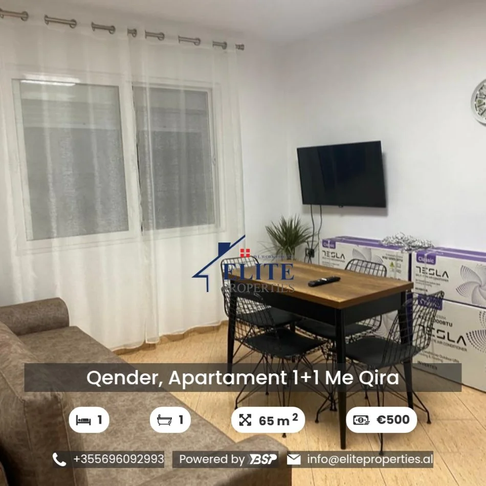 Tirane, jepet me qera apartament 1+1+Ballkon Kati 5, 65 m² 500 € (Qender)