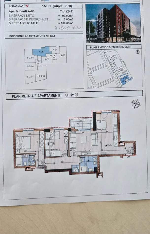 Tirane, shitet apartament 2+1 Kati 2,