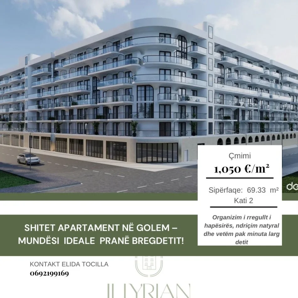 Durres, shitet apartament 1+1 Kati 2, 70 m² 73.500 € (golem durres)