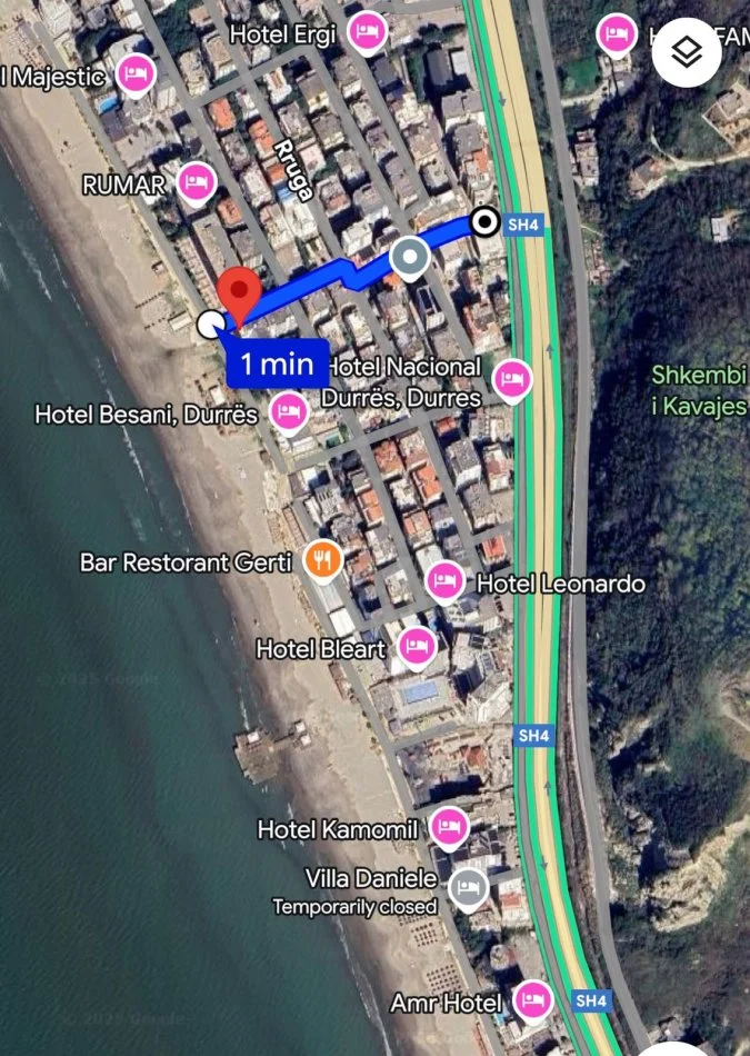 Durres, jepet me qera apartament 1+1+Ballkon Kati 3, 60 m² 60 € (shkembi i kavajes durres)