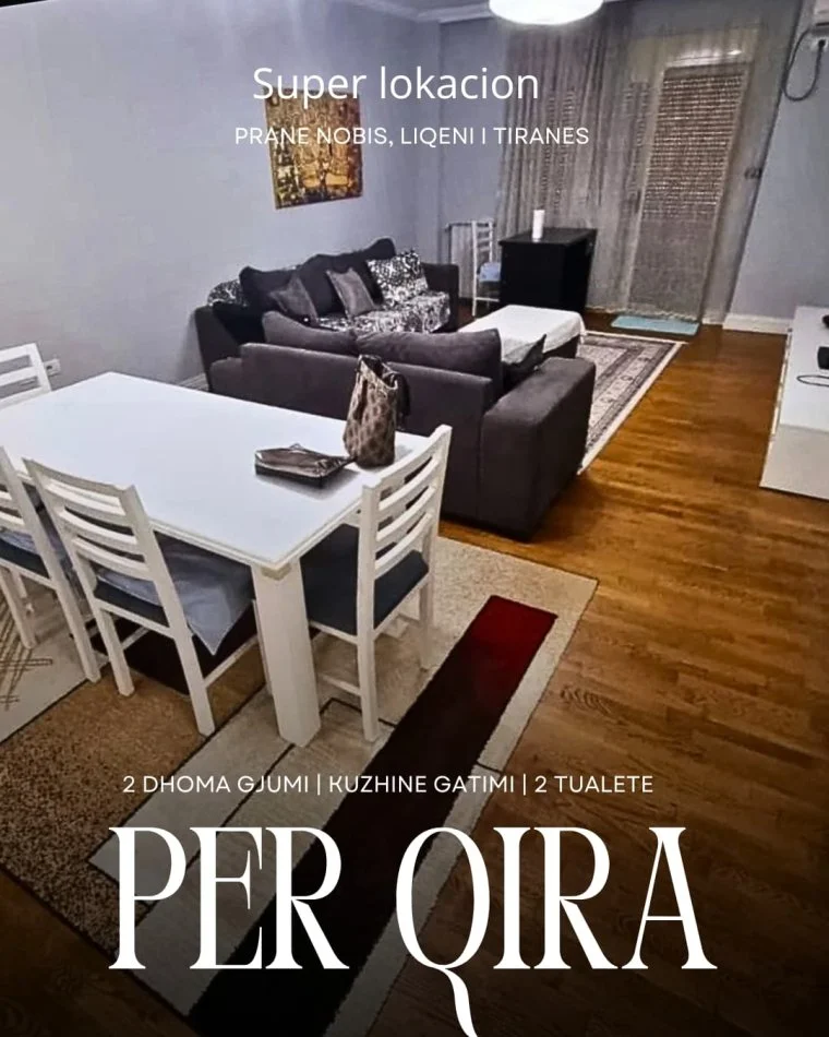 Tirane, jepet me qera apartament 2+1+Ballkon Kati 5, 110 m² 900 € (Prane Nobis Liqeni)
