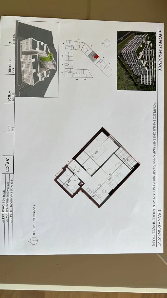 Tirane, shitet apartament 1+1 Kati 3, 62 m² 80.000 € (Shkoze)