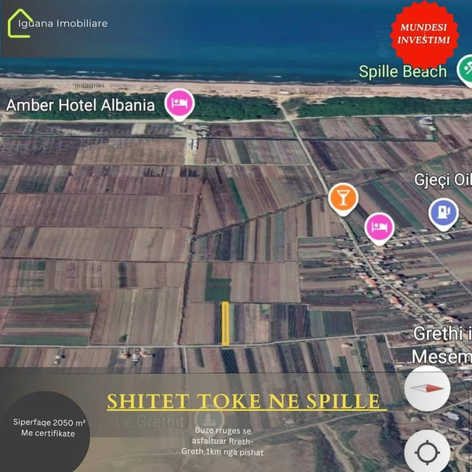 Kavaje, shitet toke ne bregdet , 2.050 m² 102.500 € (Spille,Kavaje)