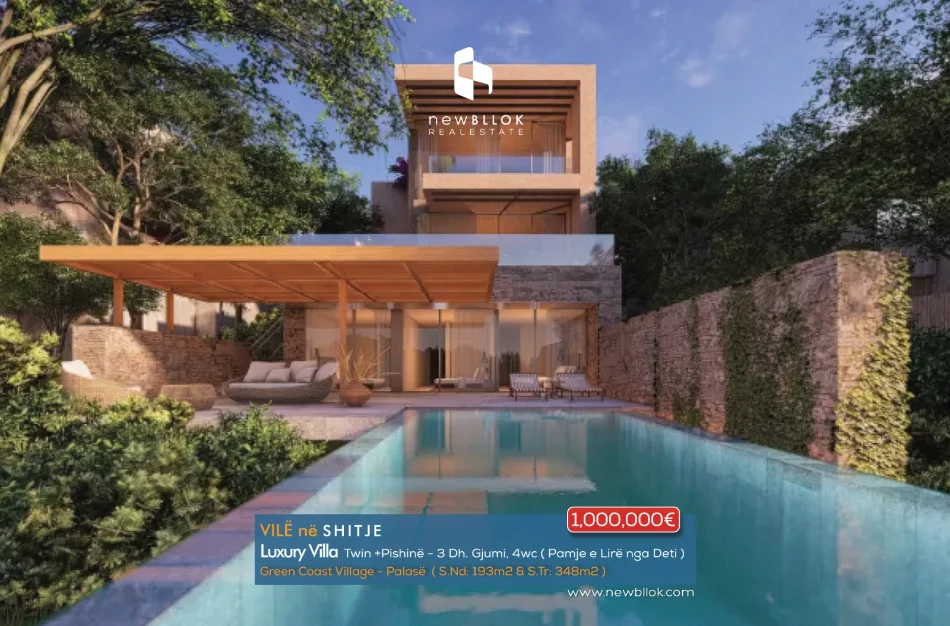 SHITET : VILË TWIN GREEN COAST II 193m² Ndërtim & 348m² Truall + Pishinë 🏝 Fiks te Salt/ Ultra Pamje nga Deti