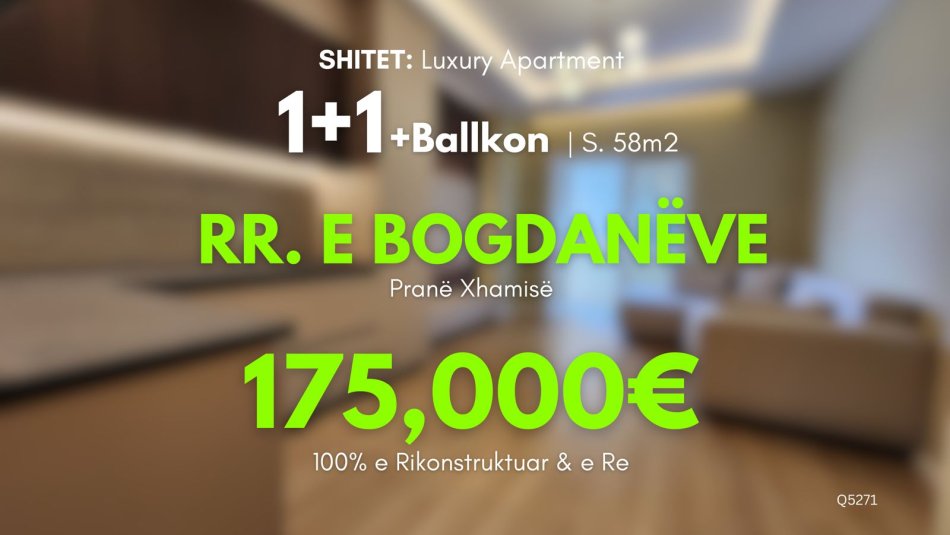 Shitet 1+1 (Qendër - Rr. Kavajës 📍) 100% e rikonstruktuar - Pallat i Ri - Kati 7 (kati i fundit)  Sip 58.4 m²  175.000€