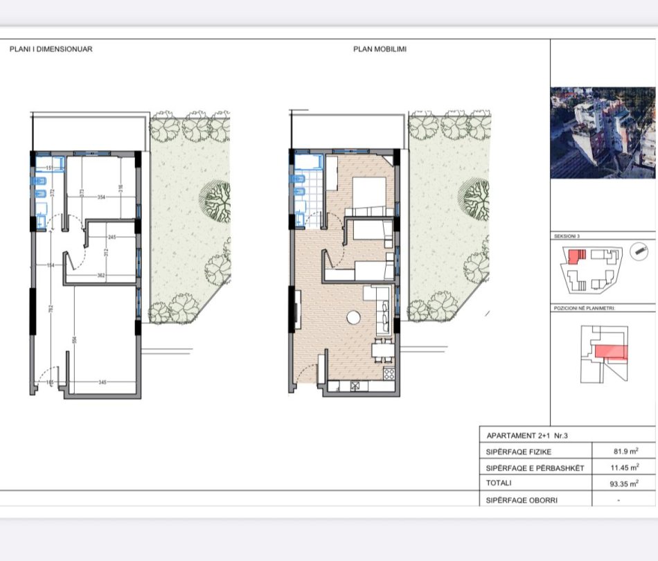Tirane, shitet apartament 2+1+Ballkon Kati 1, 93 m² 129.000 € (Kopshti Botanik)