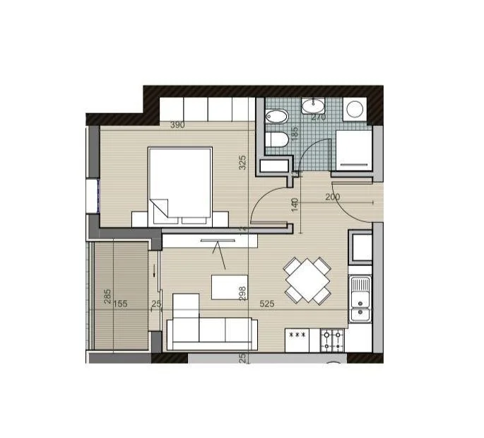 Tirane, shitet apartament 1+1+Ballkon Kati 3, 56 m² 63.500 € (Univers City)