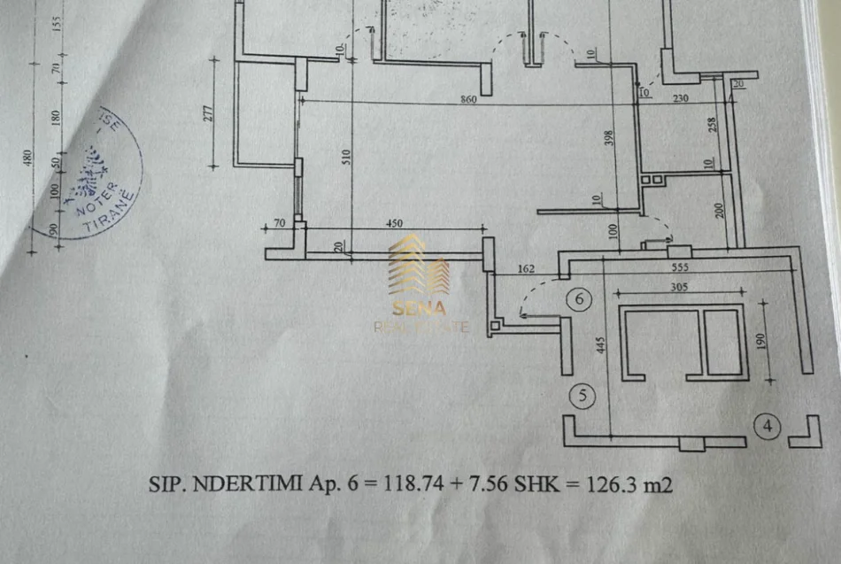 Tirane, shitet apartament 3+1+Ballkon Kati 4, 126 m² 219.000 € (Porcelan)