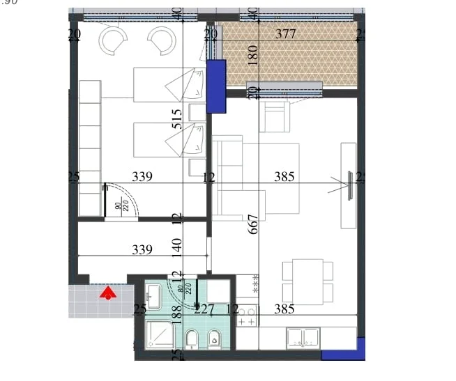 Tirane, shitet apartament 1+1+Ballkon Kati 2, 81 m² 145.800 € 
