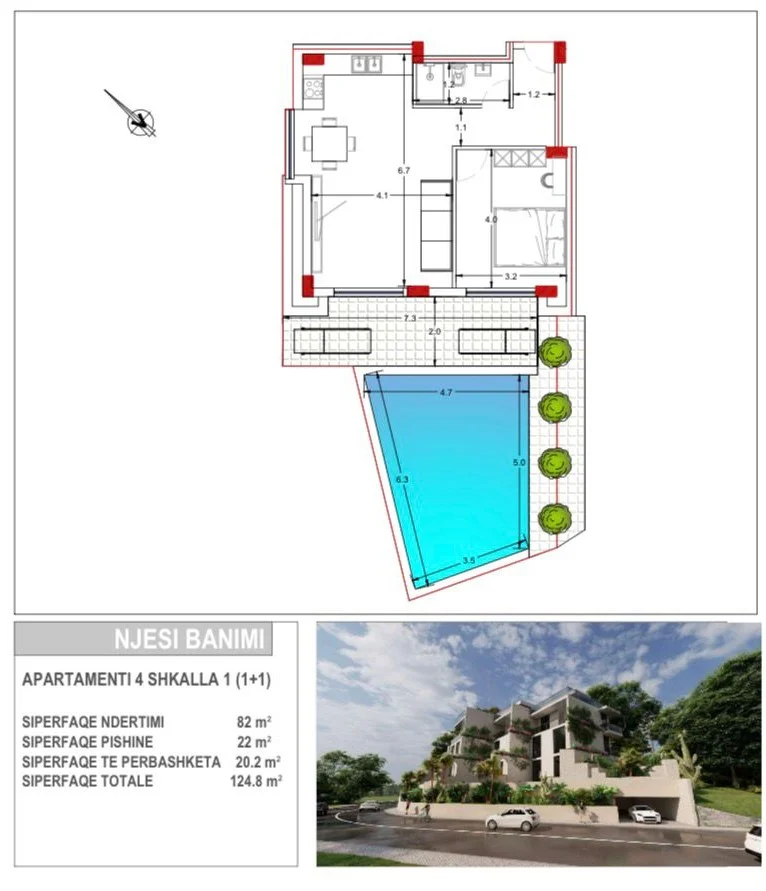 Vlore, shitet apartament 1+1 Kati 3, 125 m² 212.160 €