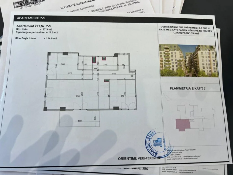 Tirane, shitet apartament 2+1 Kati 7, 114 m² 195.100 € 