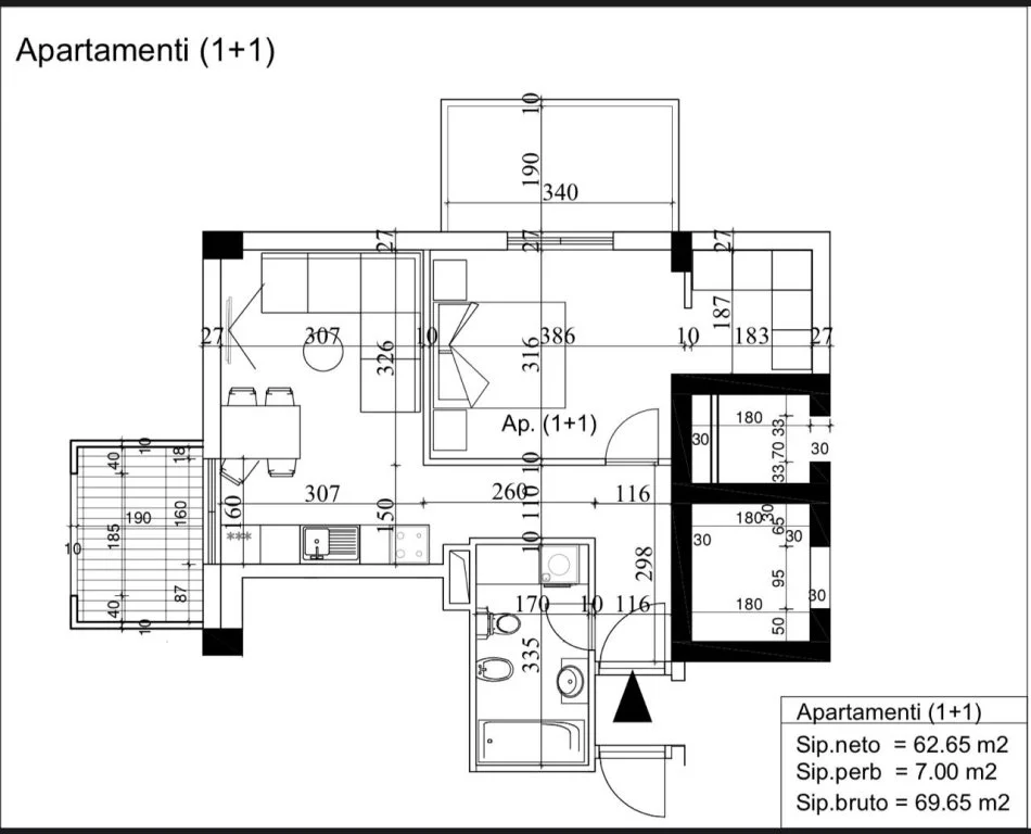 Tirane, shitet apartament 1+1+Ballkon Kati 7, 70 m² 145.000 € (Xhamllik)