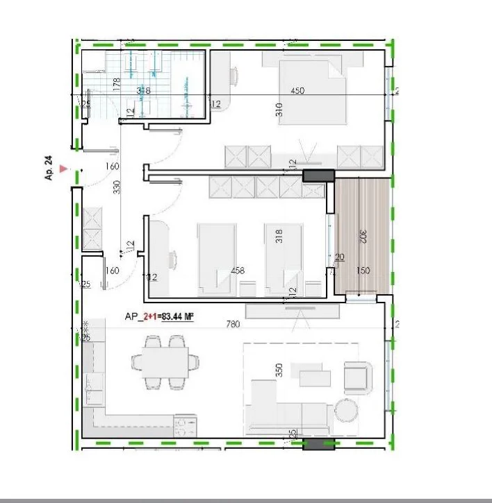 Tirane, shitet apartament 2+1 Kati 2, 97 m² 72.000 € (Rruga Teuta, te Ulliri)