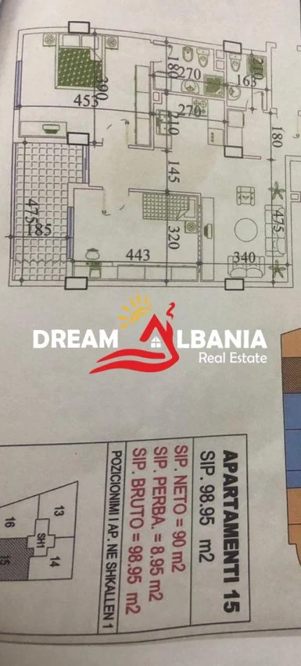 Tirane, shitet apartament 2+1 Kati 4, 99 m² 138.600 € (astir)