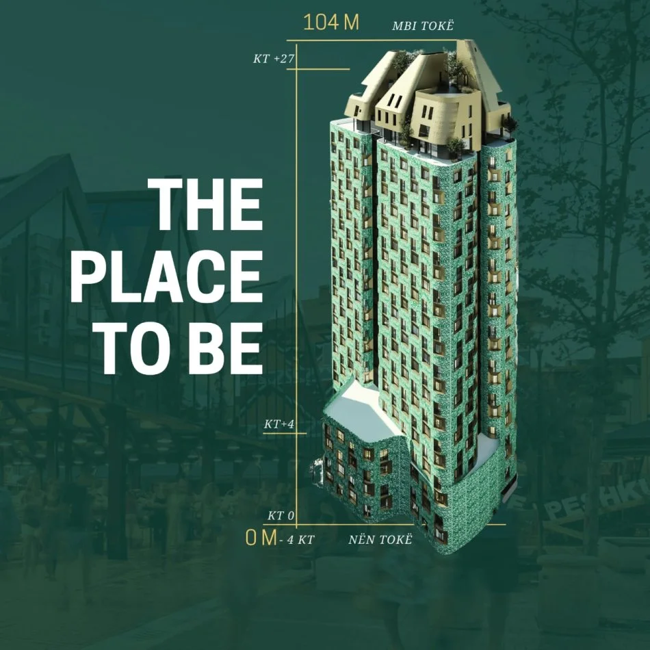 SHITET: 1+1 I MADH ✨️ (📍Bazaar Gate - Pazari i Ri) Ne Zemer te Tiranes🔥 | K12 - 75.3m² + P. Parkimi me Pag. ekstra