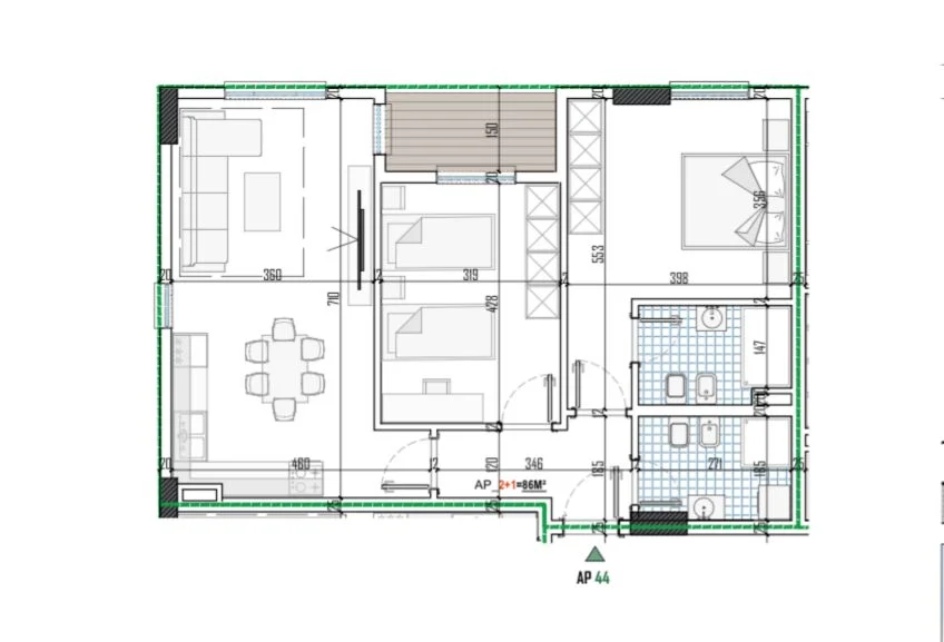 Tirane, shitet apartament 2+1+Ballkon Kati 7, 100 m² 120.000 € (Rruga Lidhja e Prizerenit)