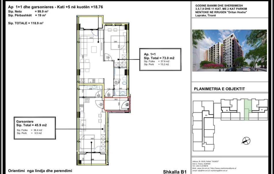 Tirane, shitet apartament 2+1 Kati 2, 117 m² 193.050 € (KOMPLEKSI AURA)
