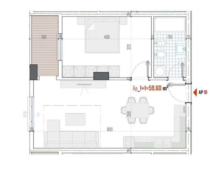 Tirane, shitet apartament 1+1+Ballkon Kati 1, 68 m² 64.600 € (Lidhja e Prizrenit)
